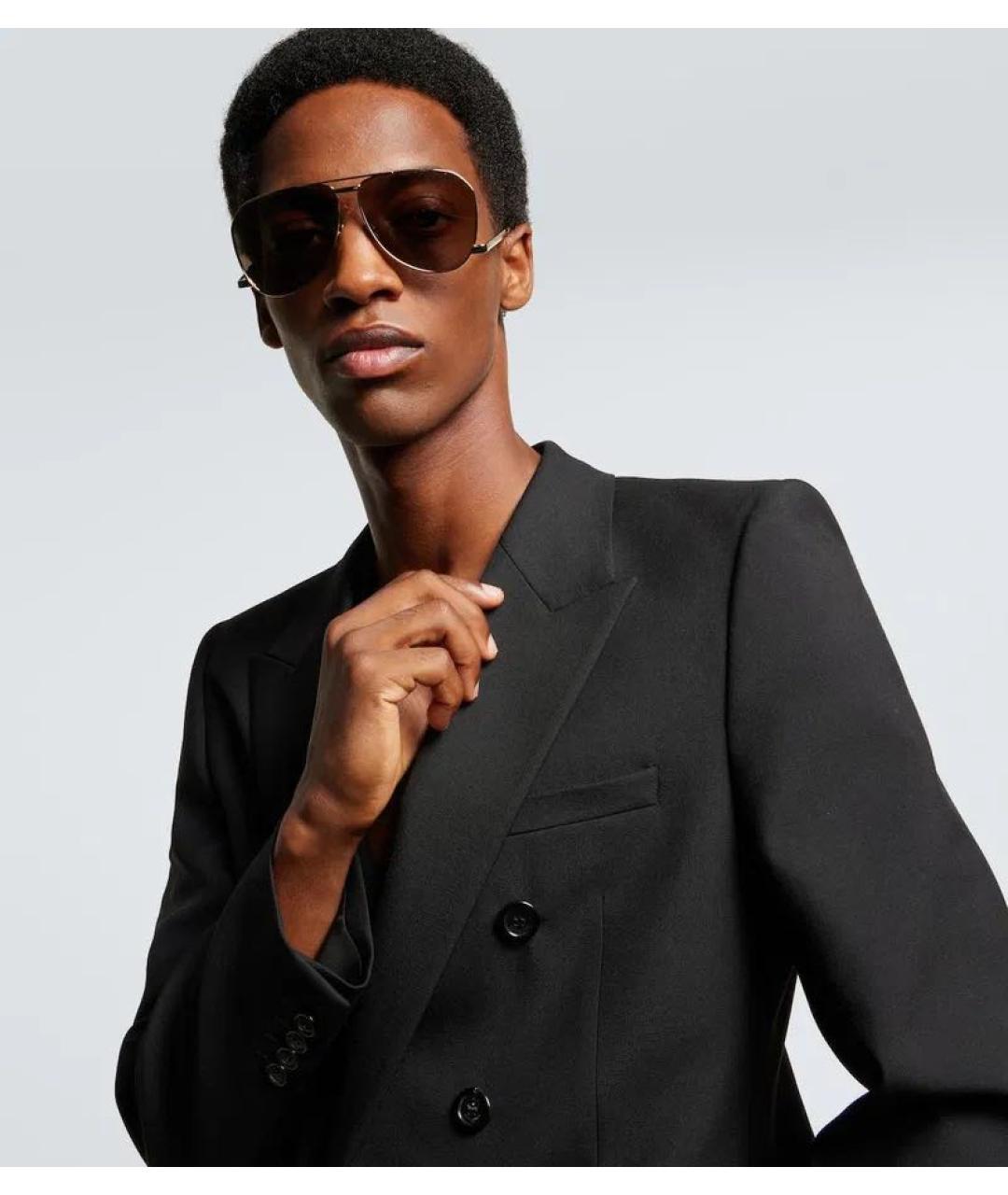 SAINT LAURENT Серые металлические солнцезащитные очки, фото 3
