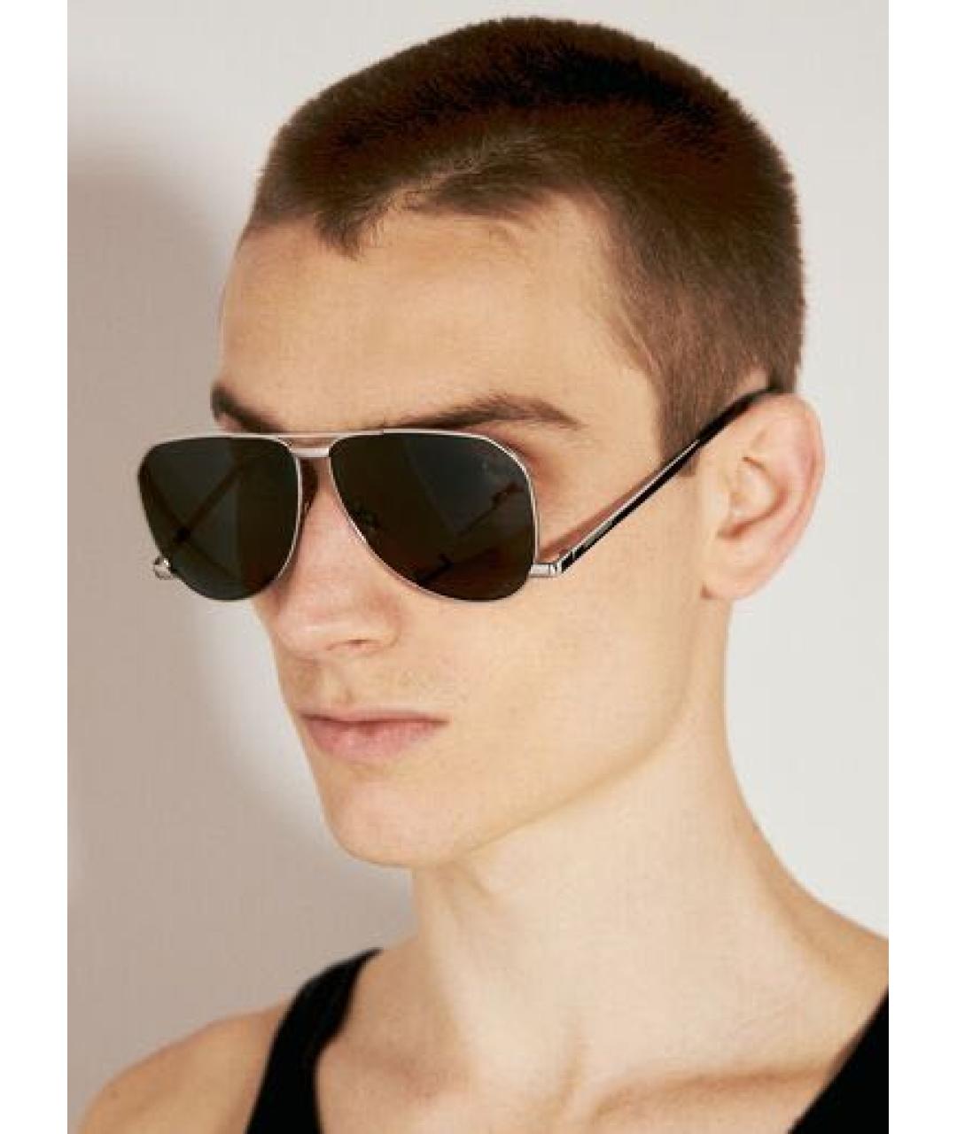 SAINT LAURENT Серые металлические солнцезащитные очки, фото 2