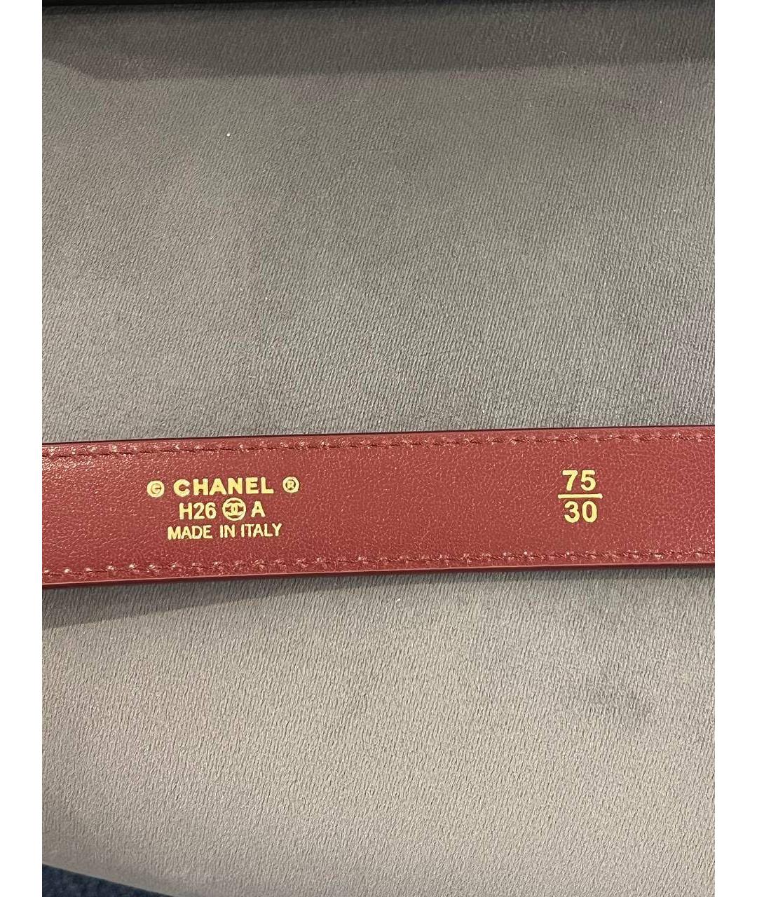 CHANEL Бордовый кожаный ремень, фото 3
