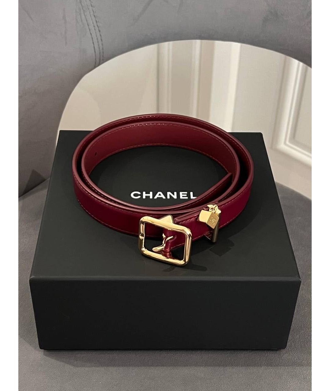 CHANEL Бордовый кожаный ремень, фото 2