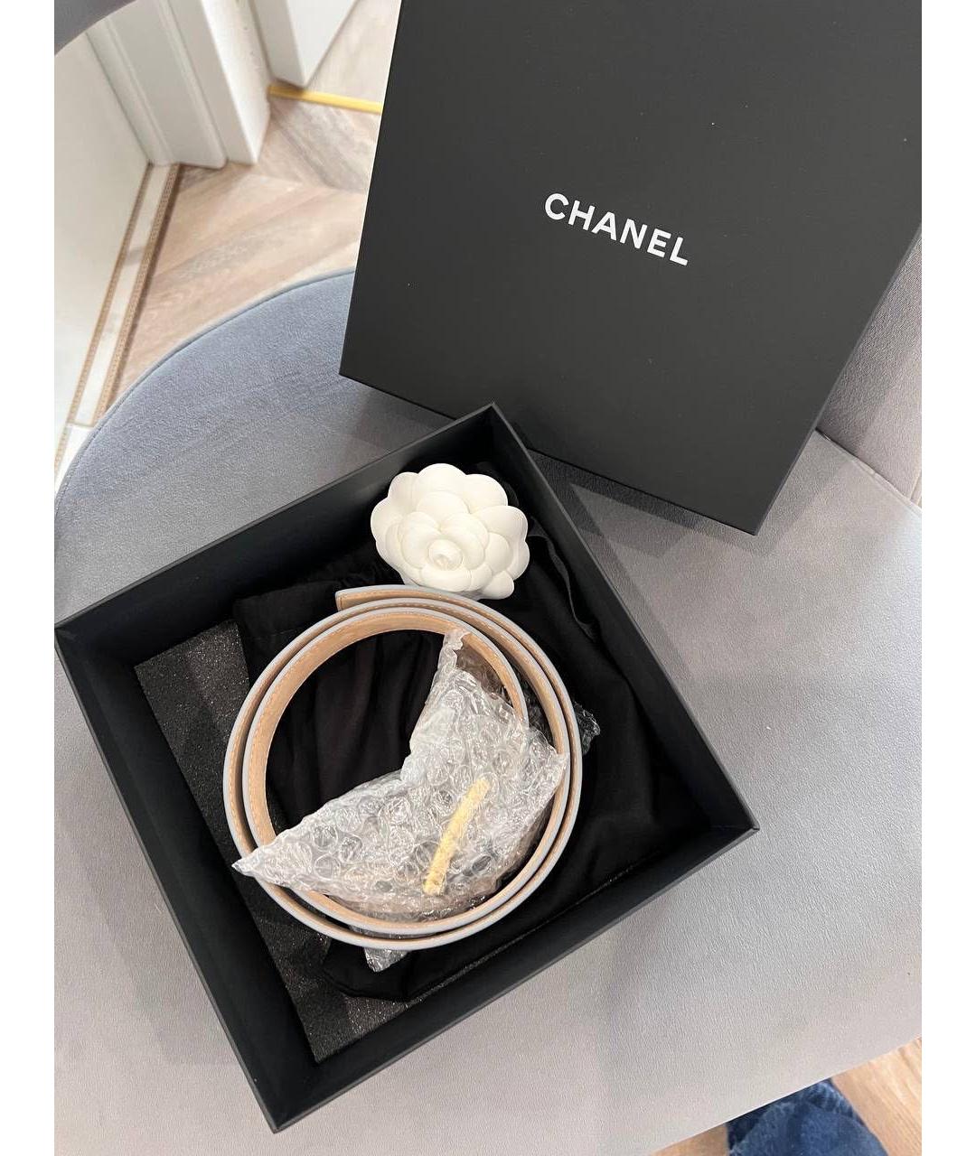 CHANEL Белый кожаный ремень, фото 3