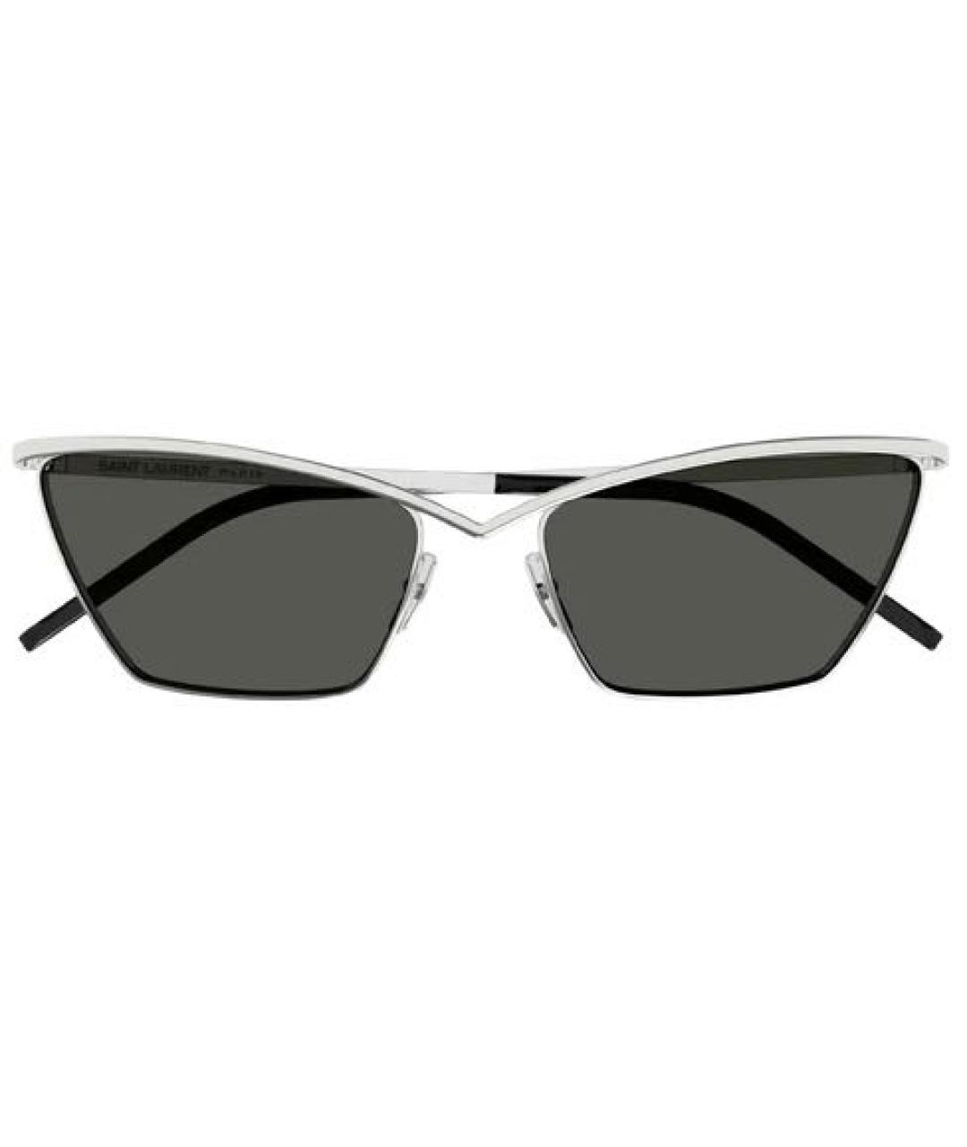 SAINT LAURENT Серые металлические солнцезащитные очки, фото 1