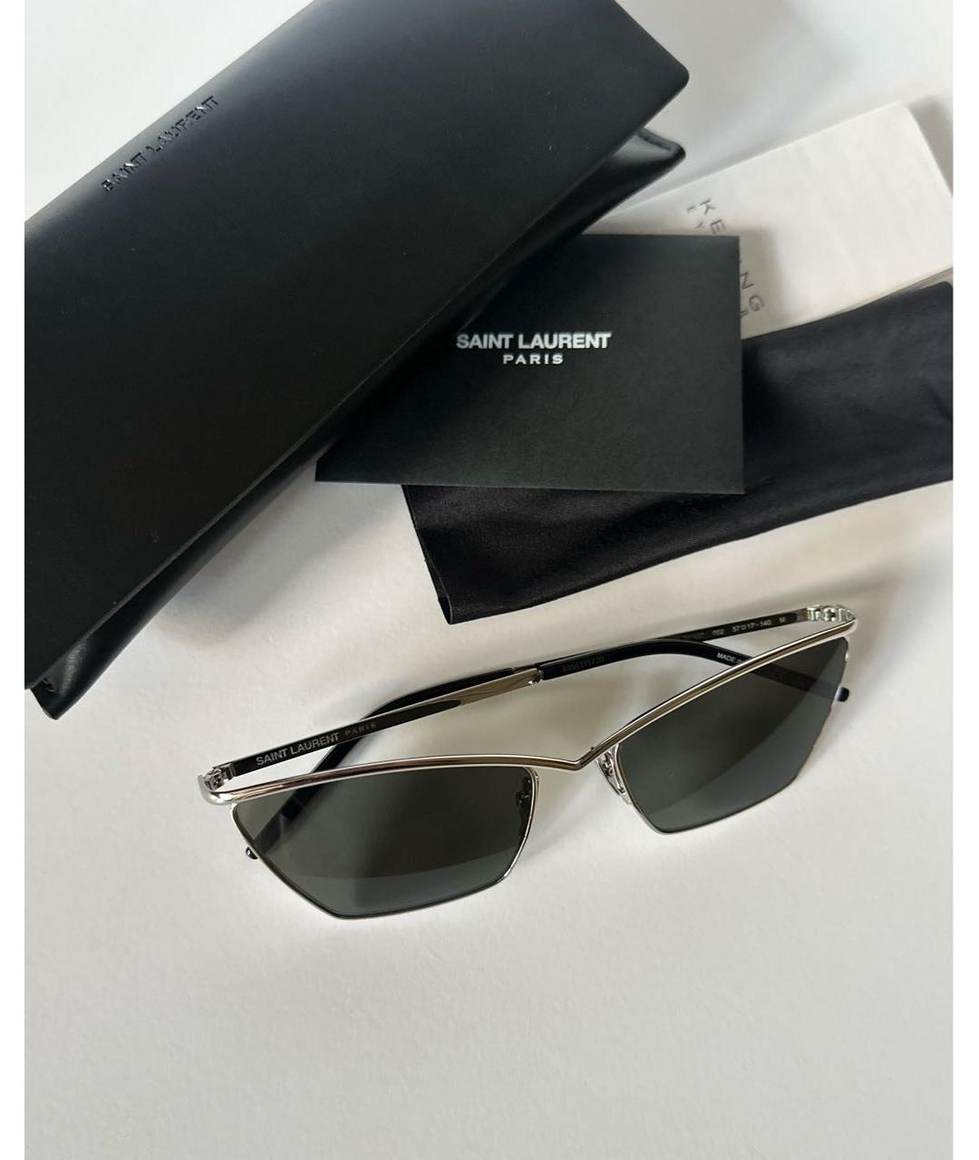 SAINT LAURENT Серые металлические солнцезащитные очки, фото 5