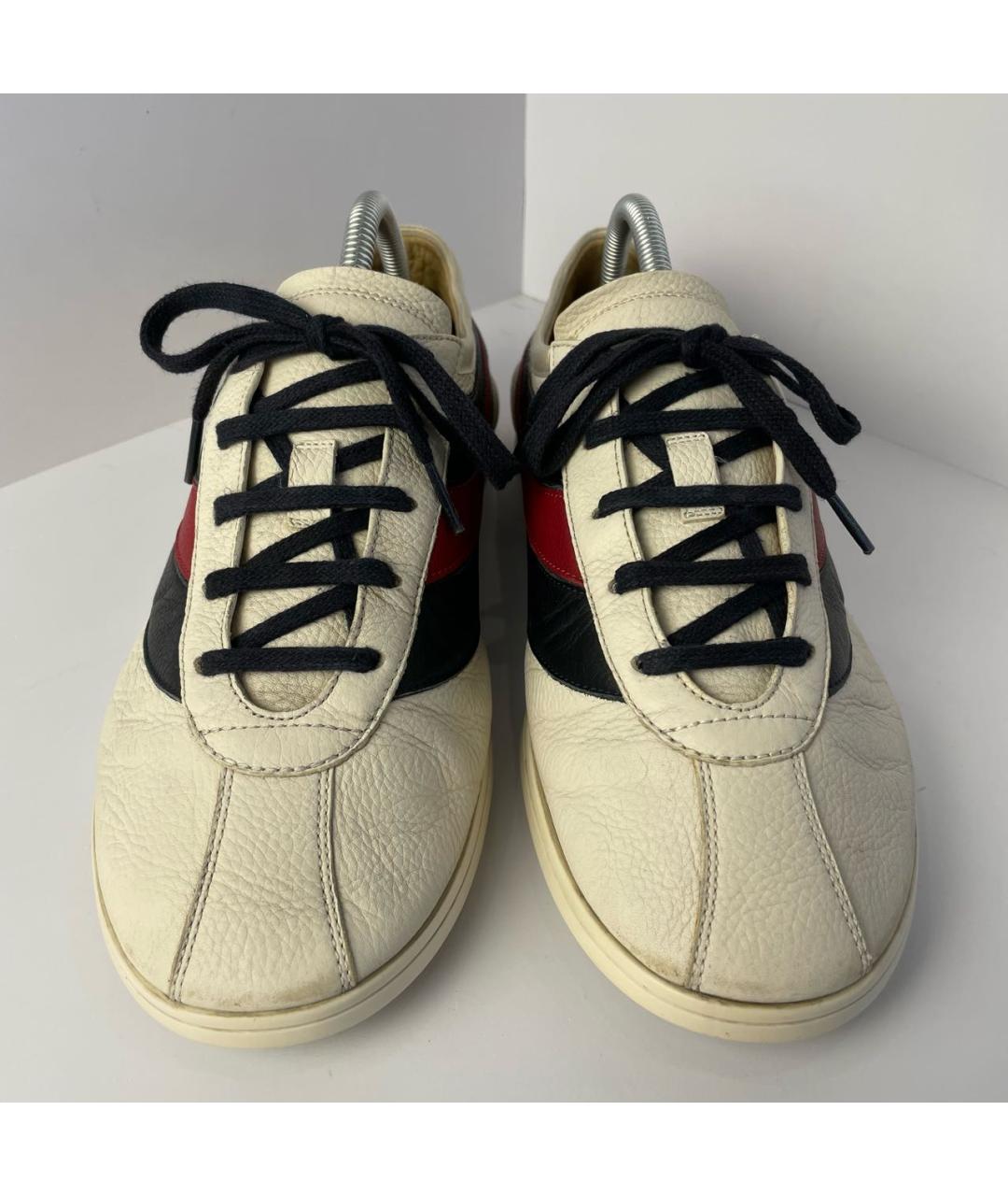 GUCCI Бежевые кожаные низкие кроссовки / кеды, фото 2