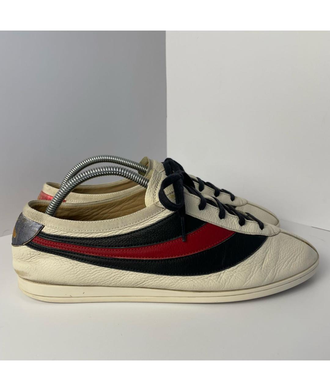 GUCCI Бежевые кожаные низкие кроссовки / кеды, фото 1