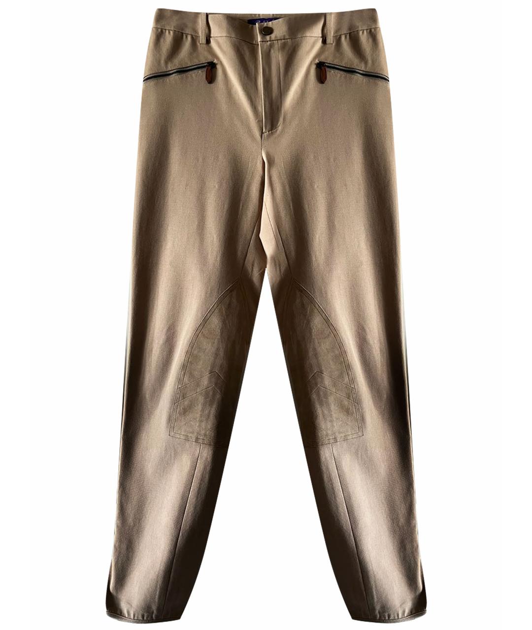 RALPH LAUREN PURPLE LABEL Бежевые хлопко-эластановые брюки узкие, фото 1