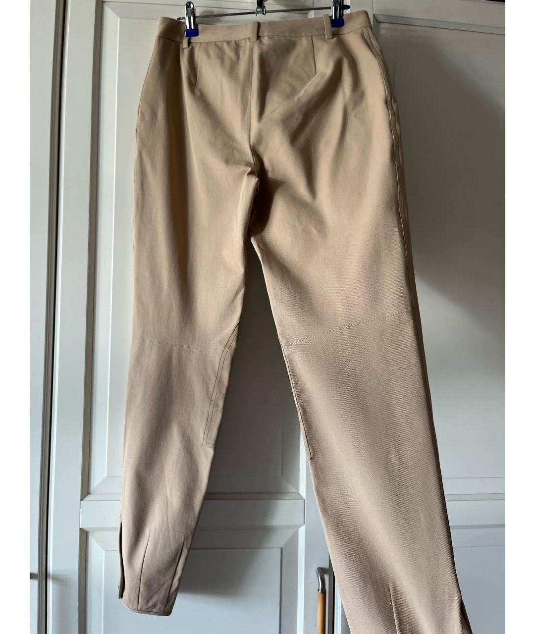 RALPH LAUREN PURPLE LABEL Бежевые хлопко-эластановые брюки узкие, фото 2