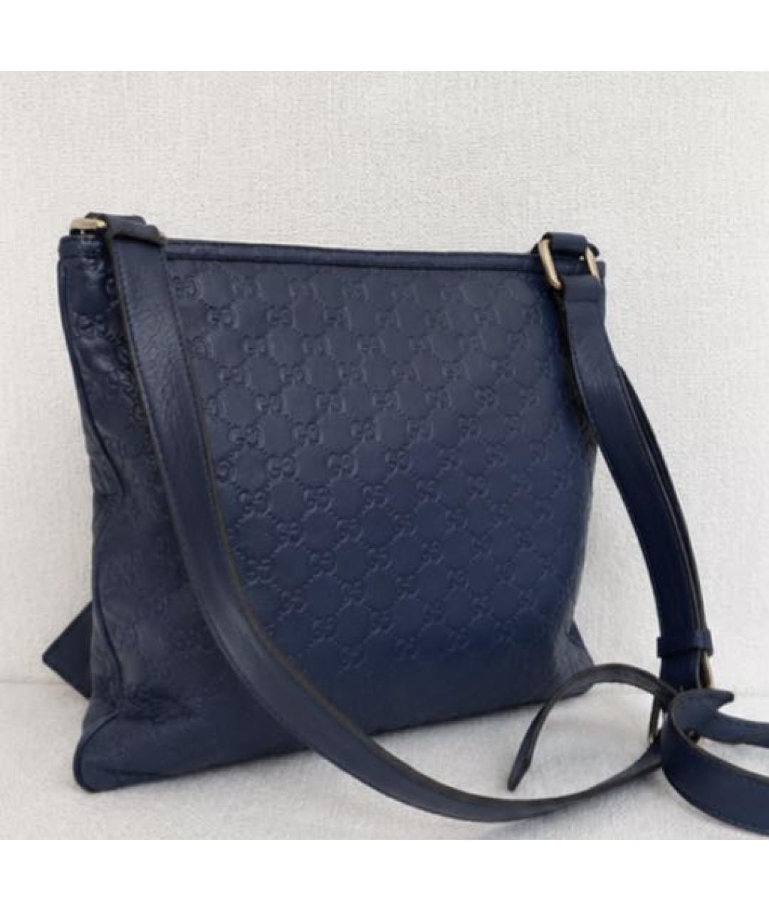 GUCCI Темно-синяя кожаная сумка на плечо, фото 3
