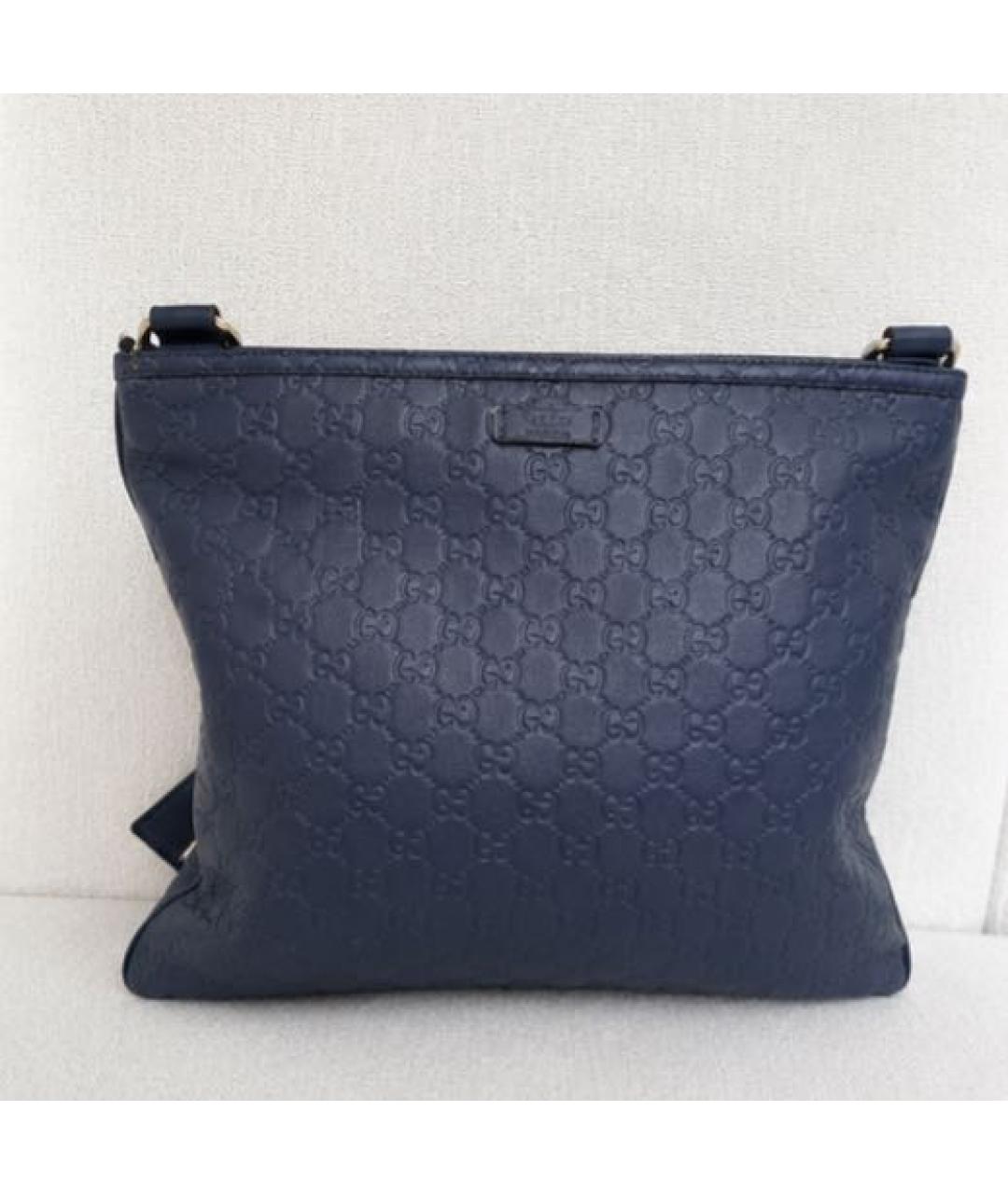 GUCCI Темно-синяя кожаная сумка на плечо, фото 2