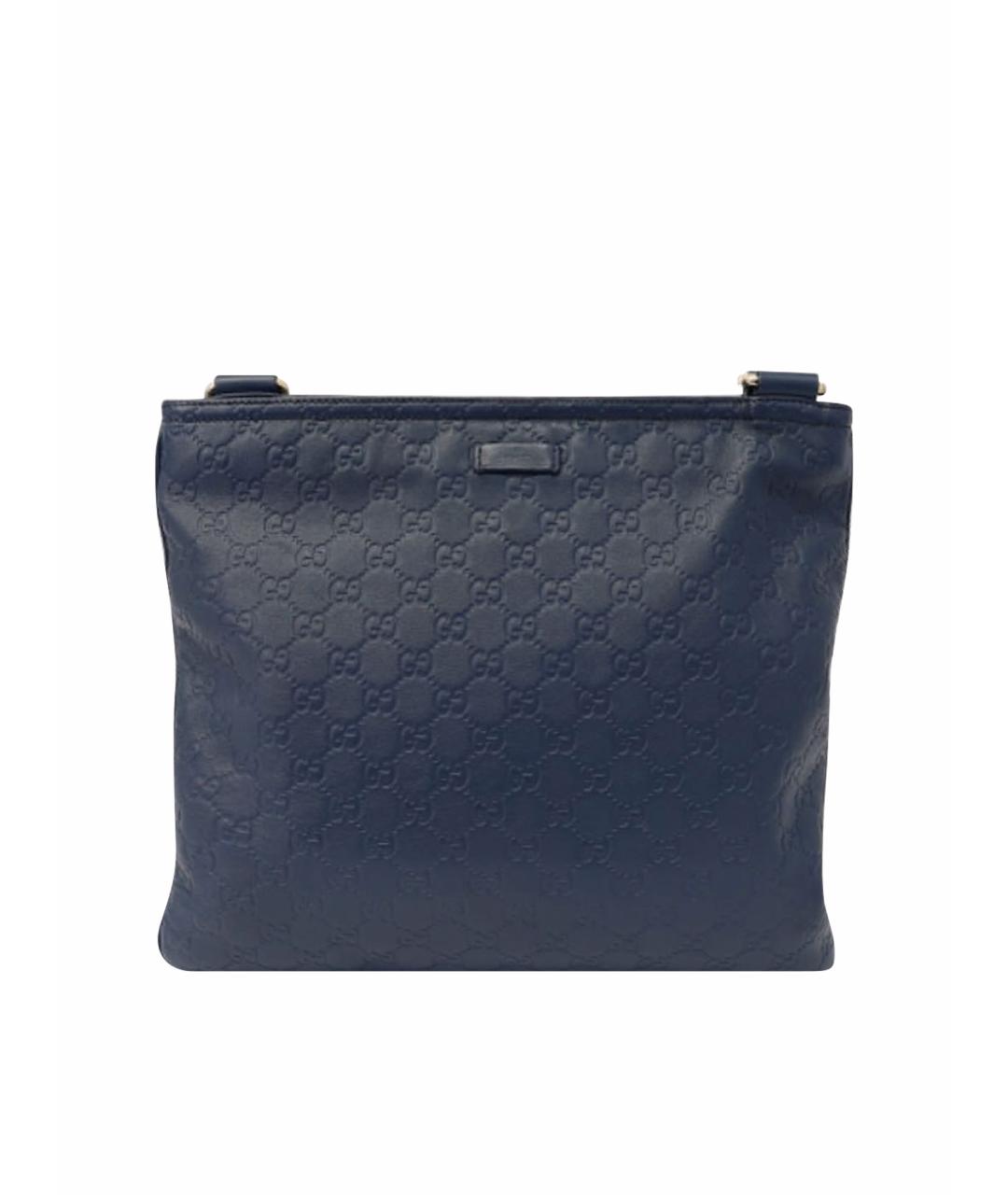GUCCI Темно-синяя кожаная сумка на плечо, фото 1