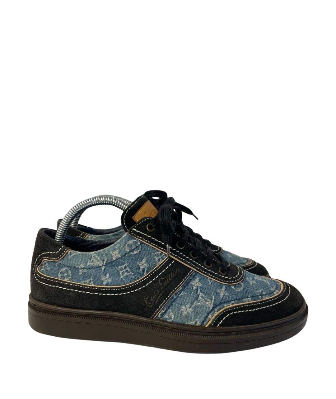 LOUIS VUITTON Темно-синие замшевые низкие кроссовки / кеды, фото 1