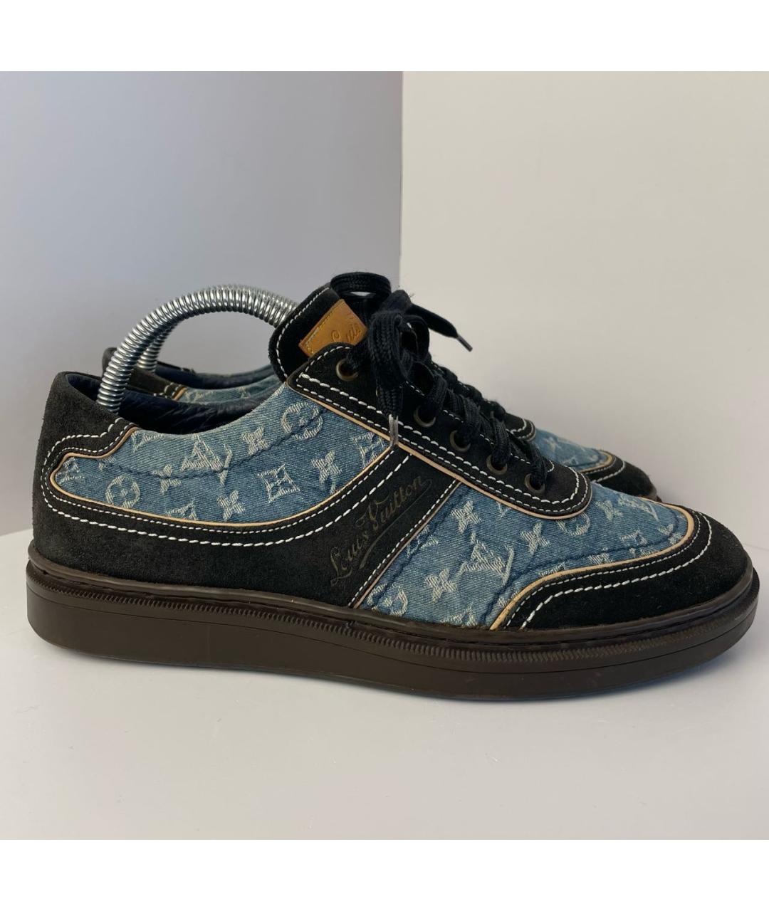 LOUIS VUITTON Темно-синие замшевые низкие кроссовки / кеды, фото 8