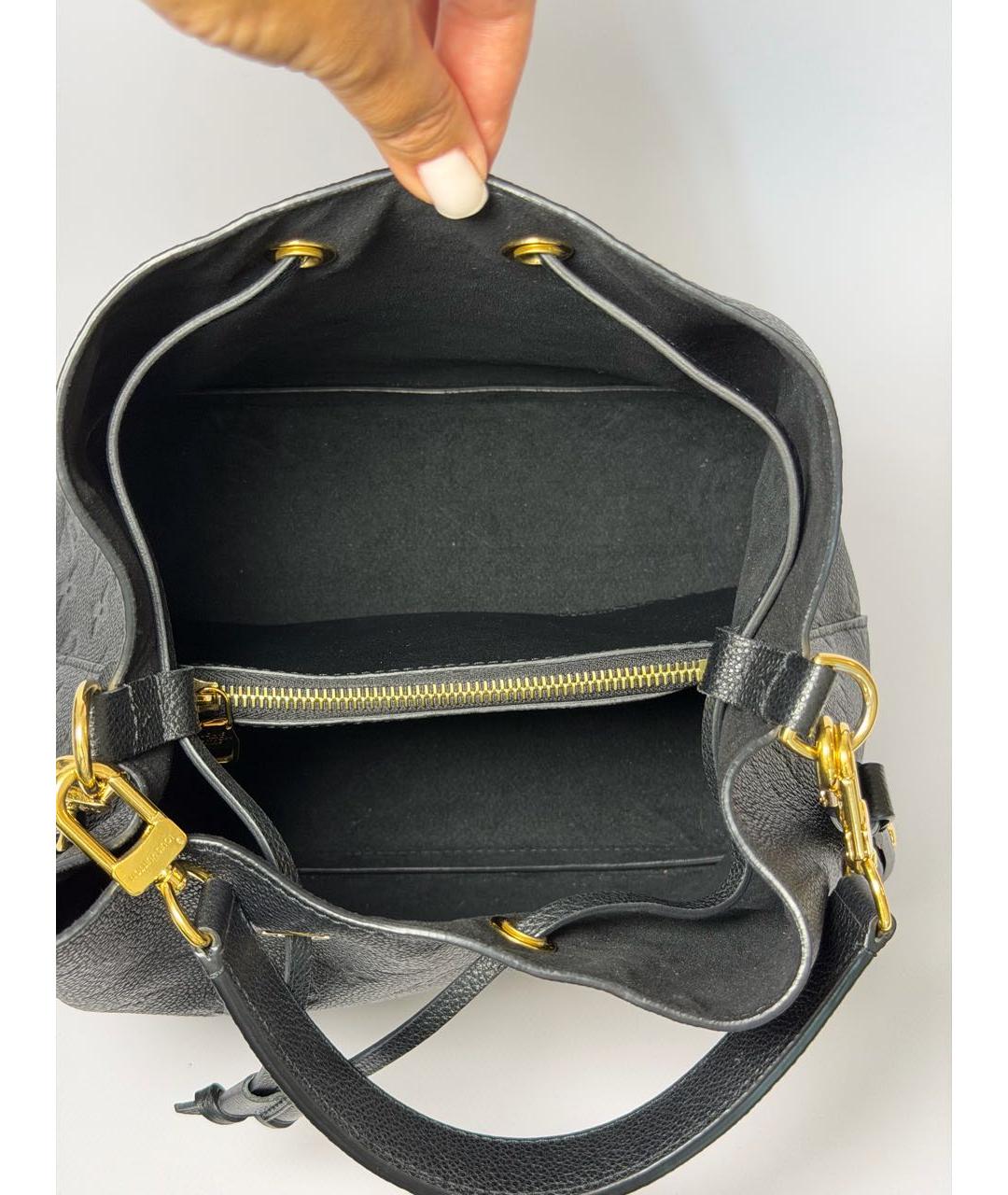 LOUIS VUITTON Черная кожаная сумка через плечо, фото 4