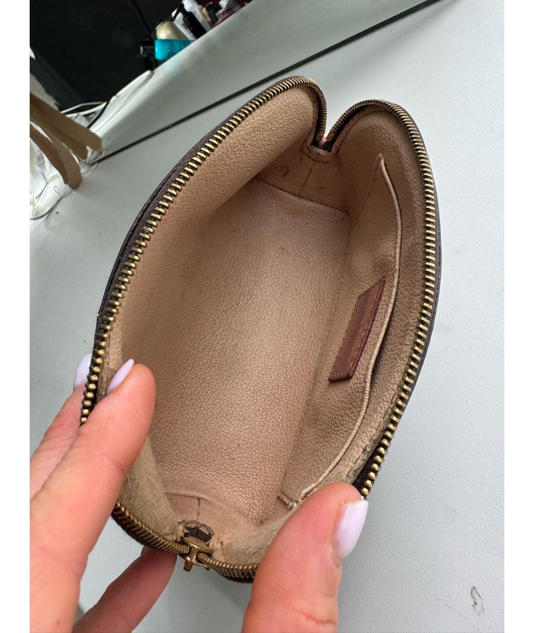 LOUIS VUITTON Коричневая жаккардовая косметичка, фото 4