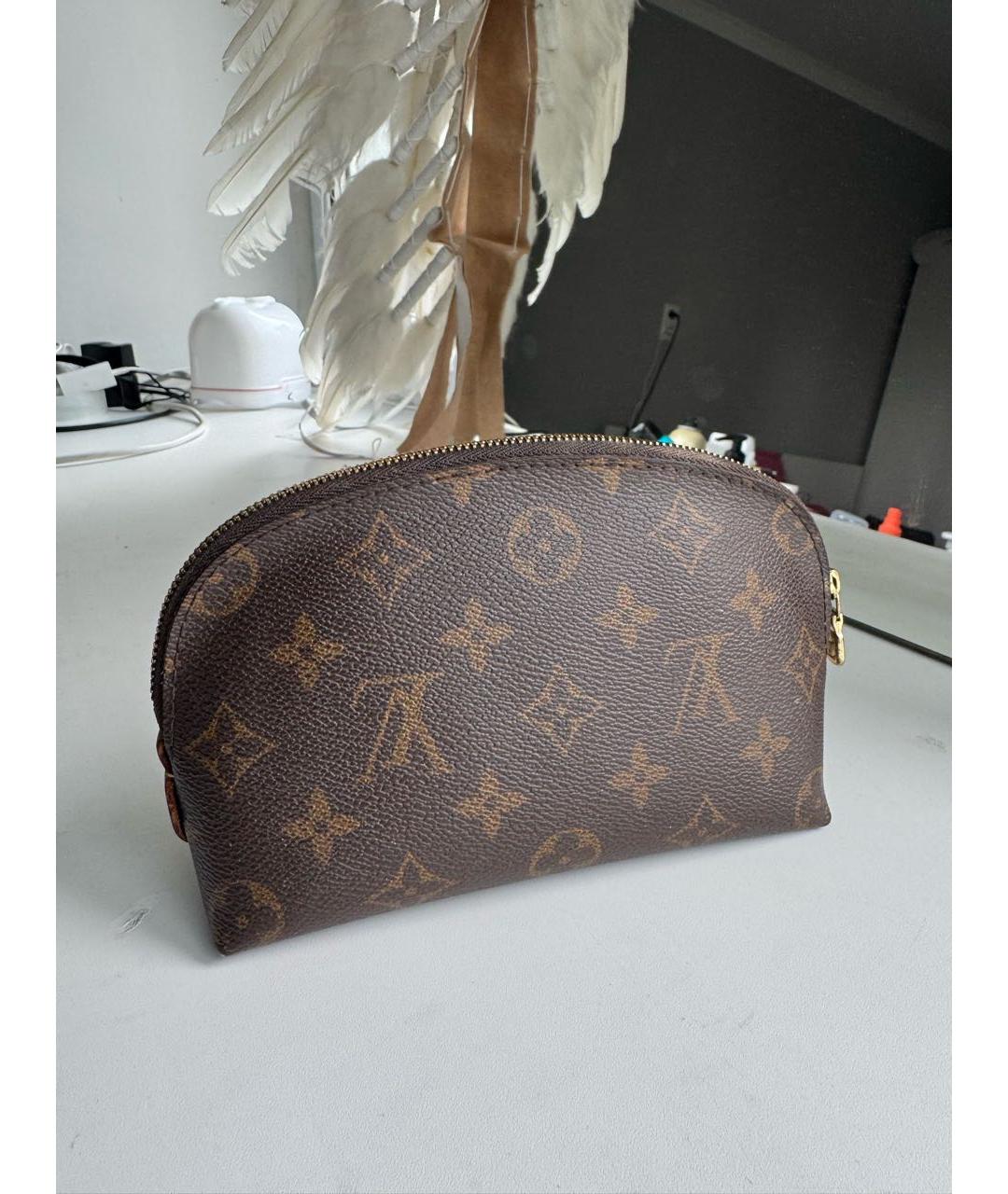 LOUIS VUITTON Коричневая жаккардовая косметичка, фото 3
