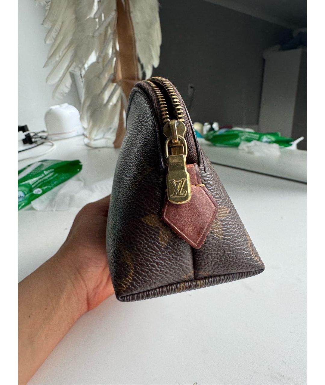 LOUIS VUITTON Коричневая жаккардовая косметичка, фото 6
