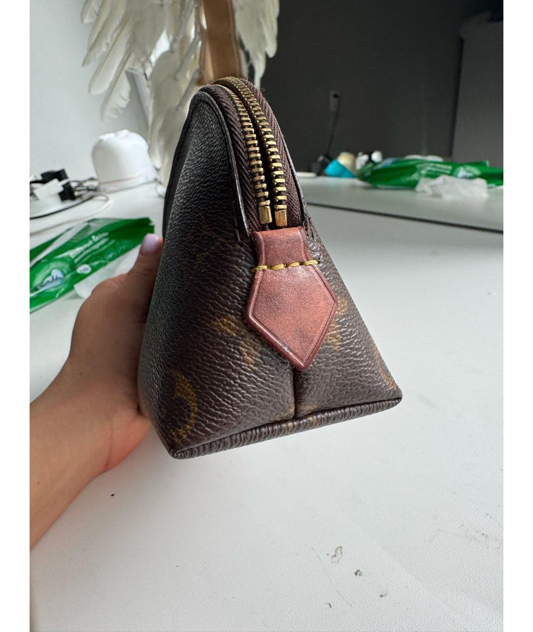 LOUIS VUITTON Коричневая жаккардовая косметичка, фото 7