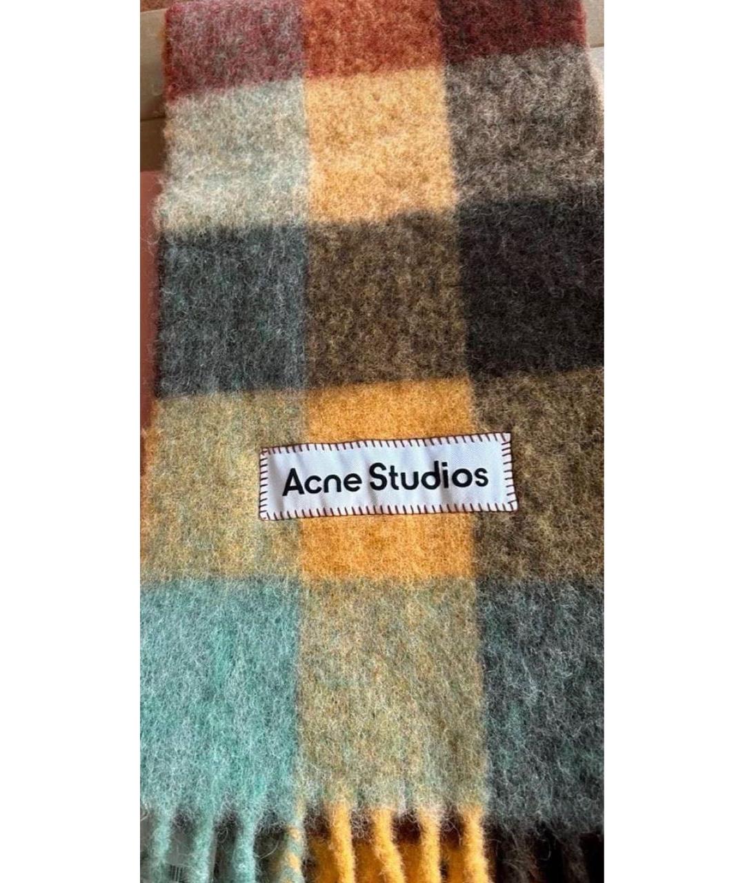 ACNE STUDIOS Горчичный шерстяной шарф, фото 3