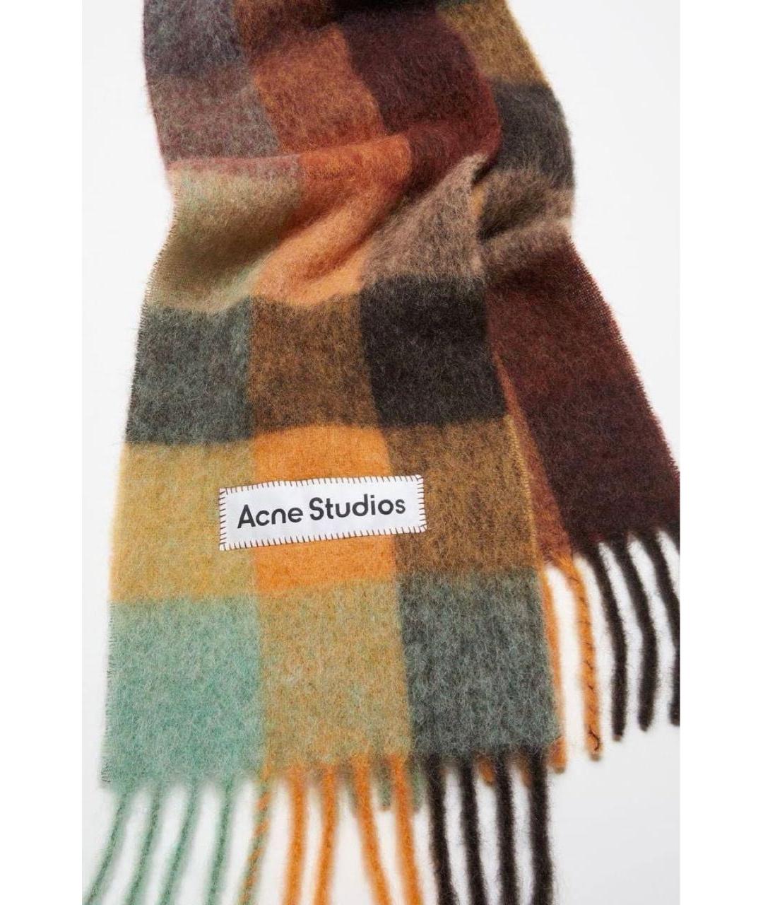 ACNE STUDIOS Горчичный шерстяной шарф, фото 4