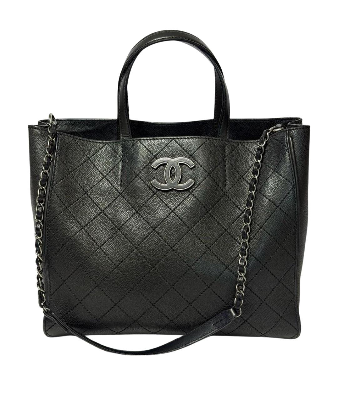 CHANEL Черная кожаная сумка тоут, фото 1