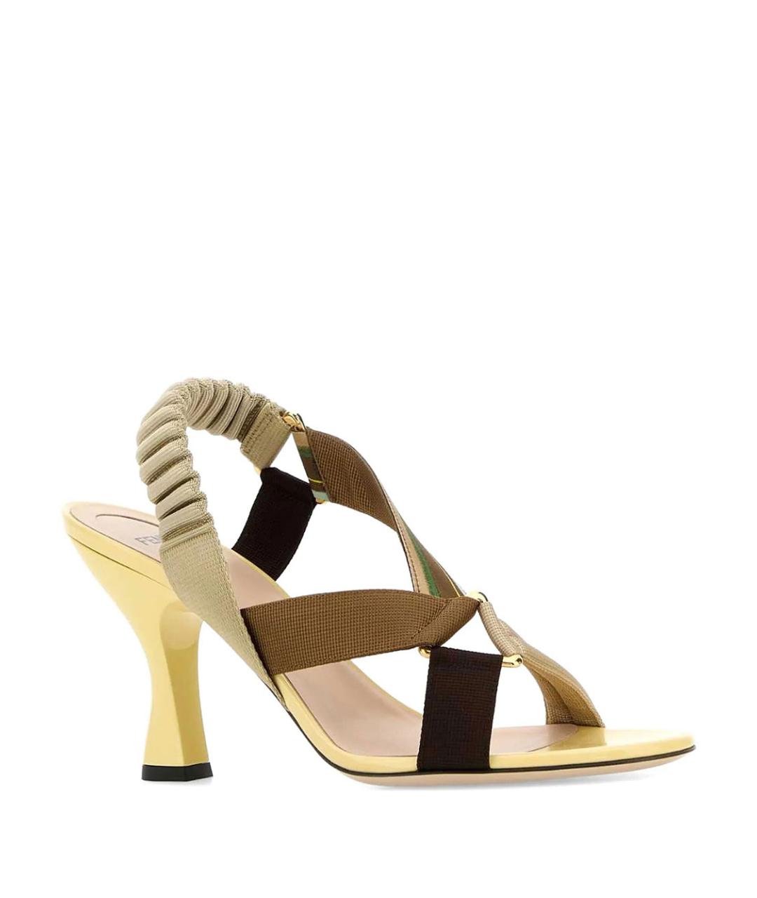 FENDI Салатовые синтетические босоножки, фото 2