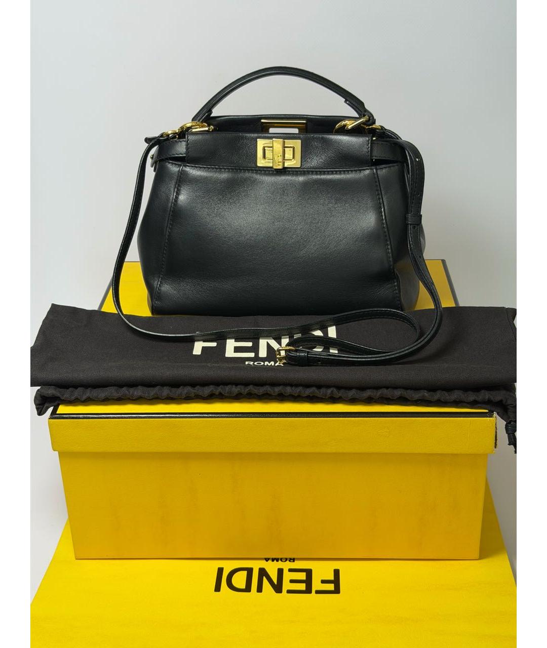 FENDI Черная кожаная сумка через плечо, фото 8
