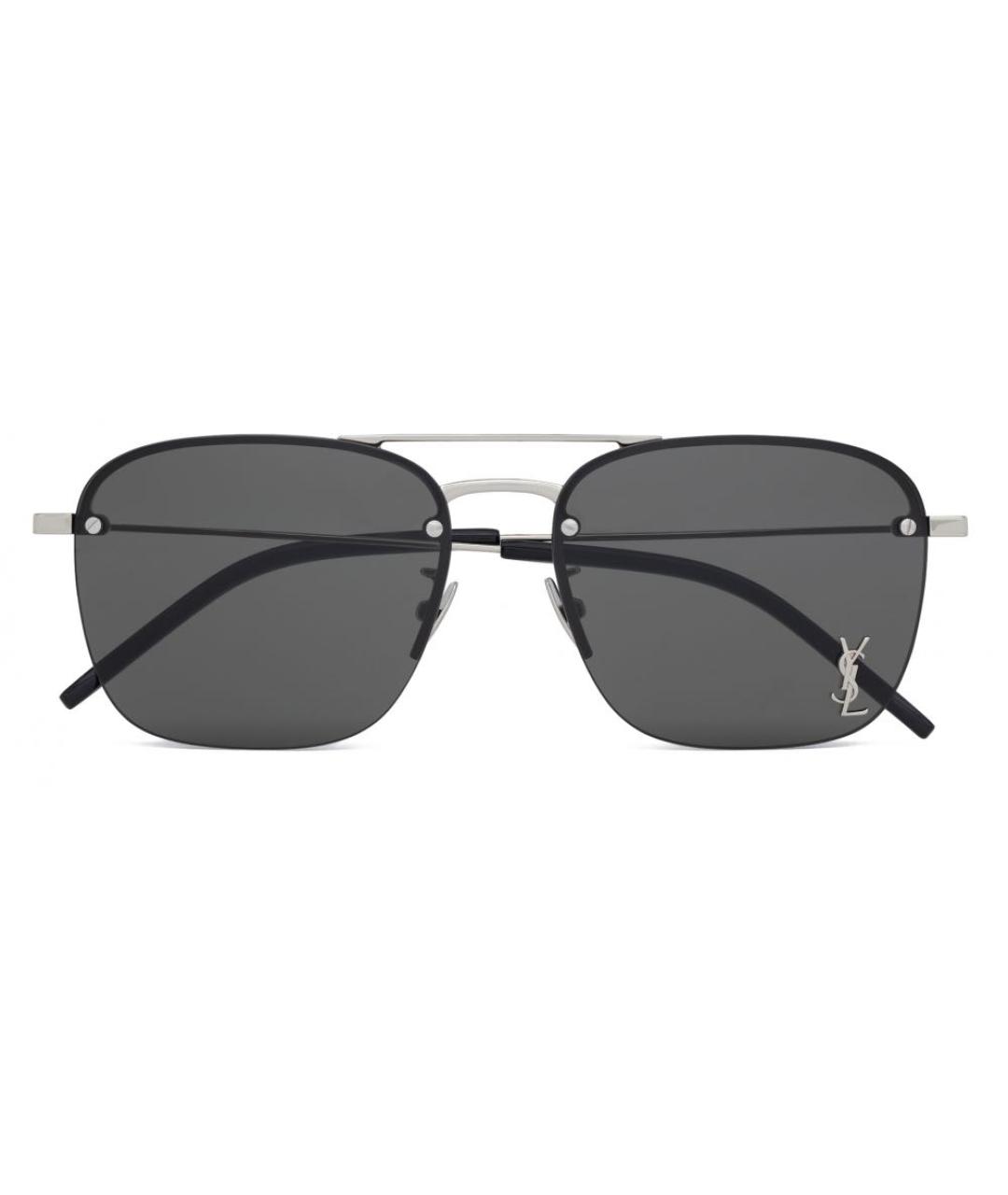 SAINT LAURENT Серые металлические солнцезащитные очки, фото 1