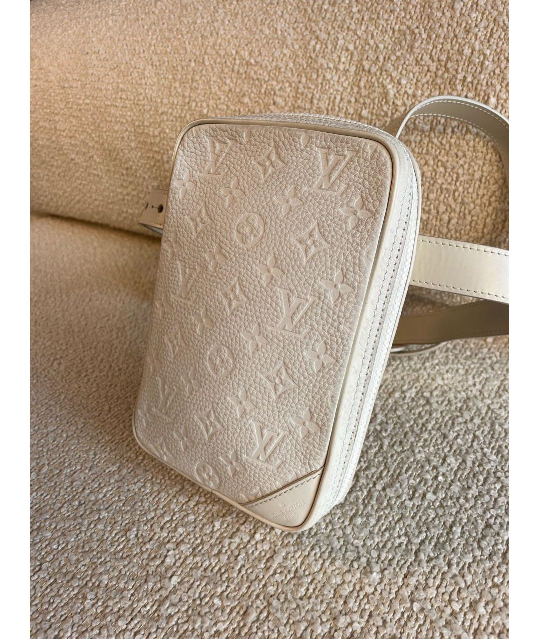 LOUIS VUITTON Бежевая кожаная сумка на плечо, фото 5