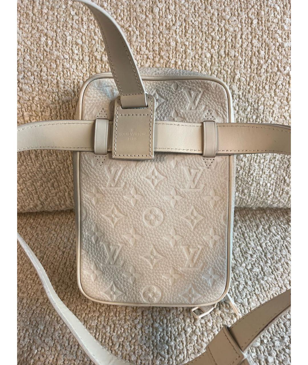LOUIS VUITTON Бежевая кожаная сумка на плечо, фото 3
