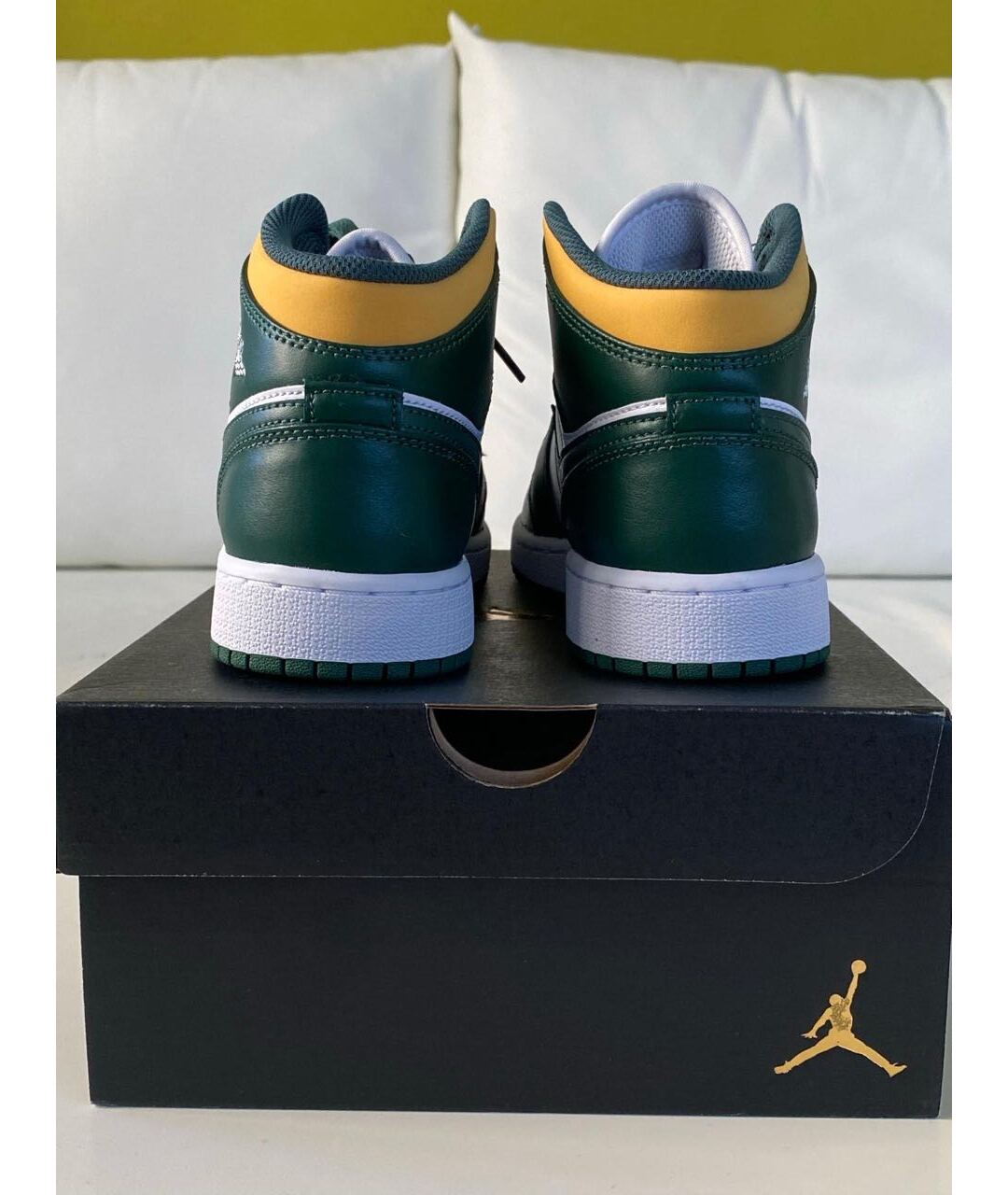JORDAN Зеленые высокие кроссовки / кеды из искусственной кожи, фото 3