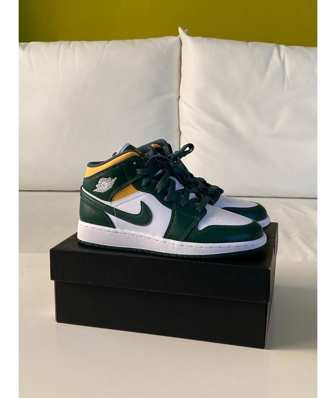 JORDAN Зеленые высокие кроссовки / кеды из искусственной кожи, фото 2