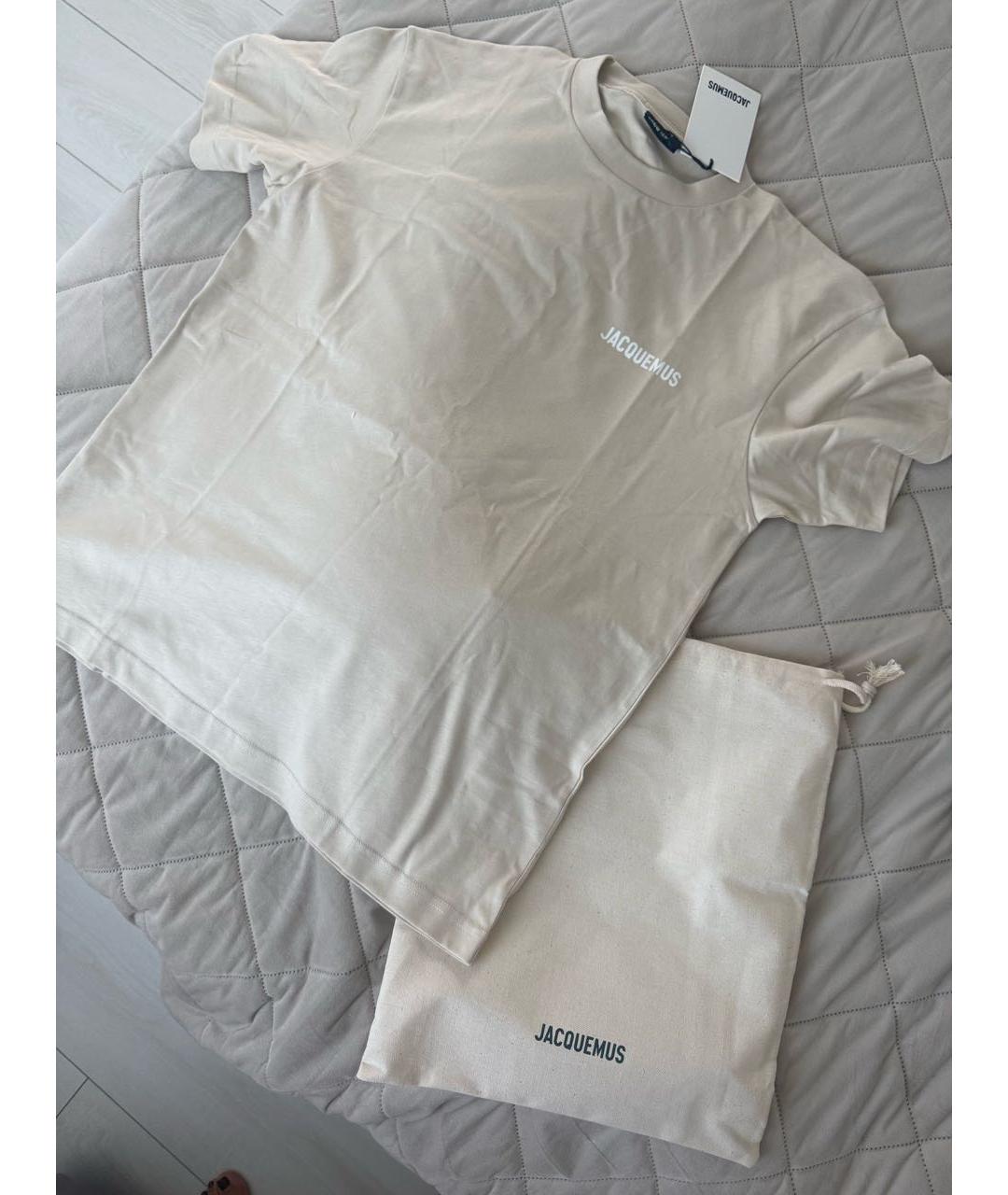 JACQUEMUS Бежевая хлопковая футболка, фото 4