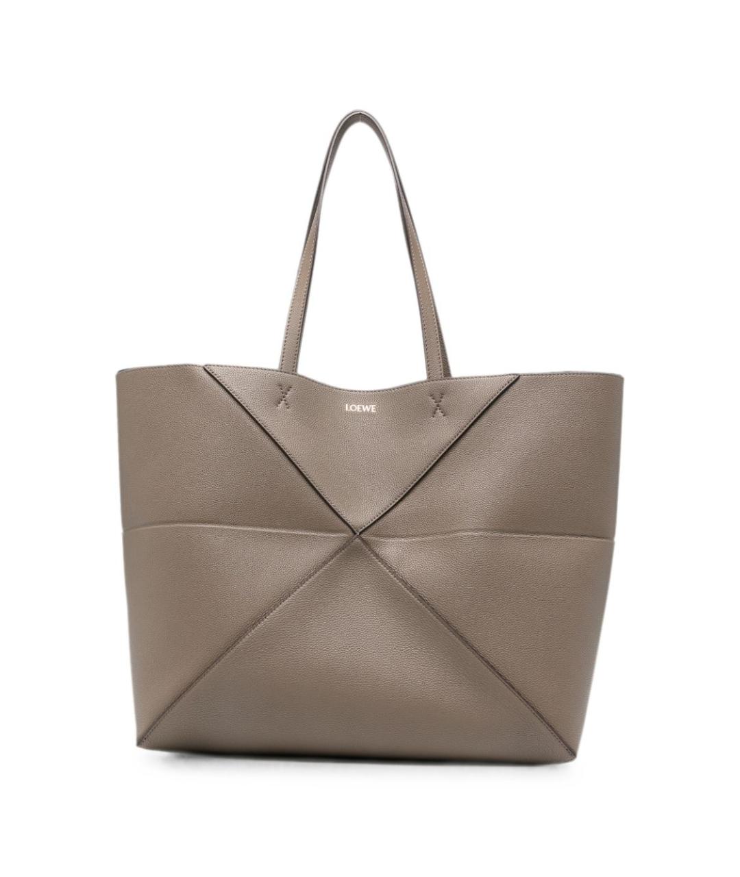 LOEWE Бежевая кожаная сумка тоут, фото 1