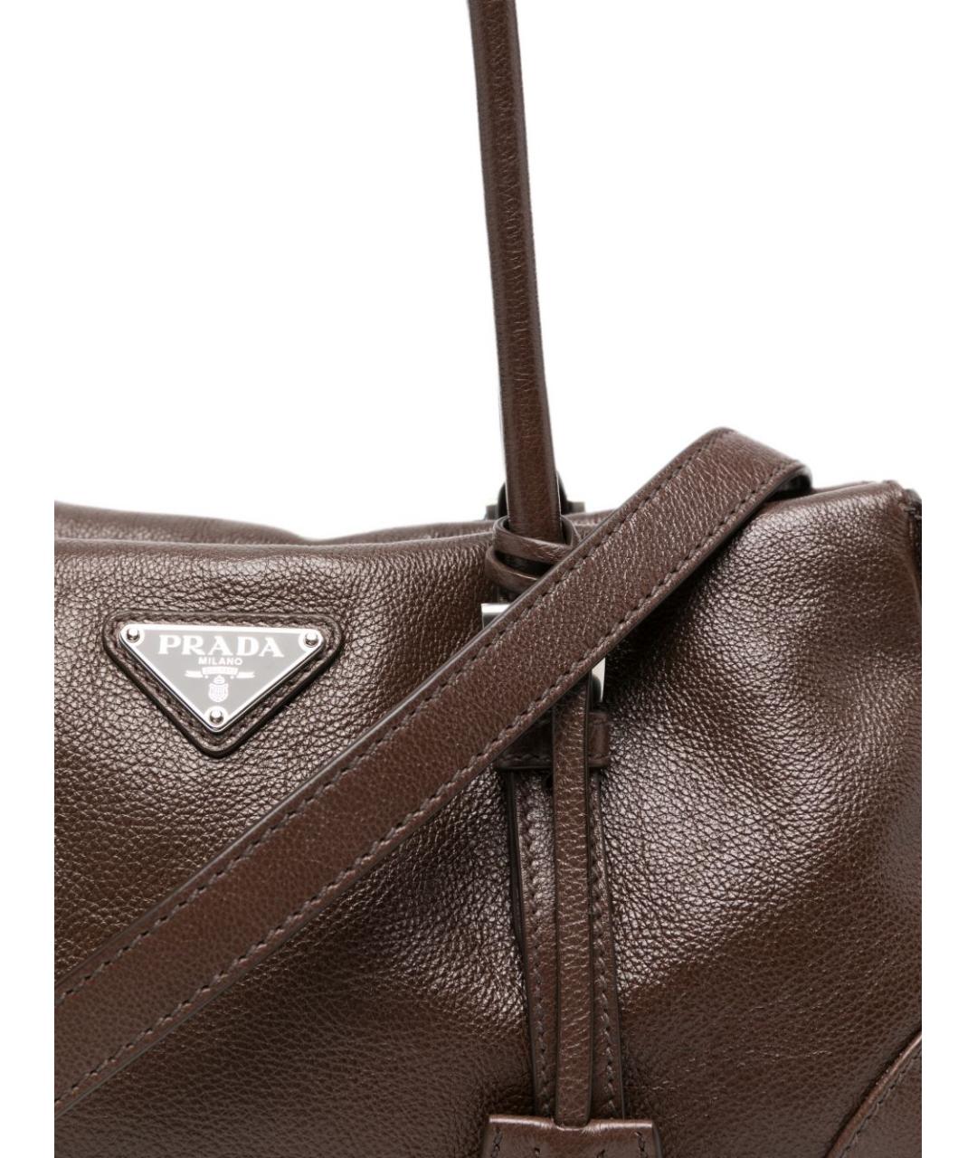 PRADA Коричневая кожаная сумка тоут, фото 4
