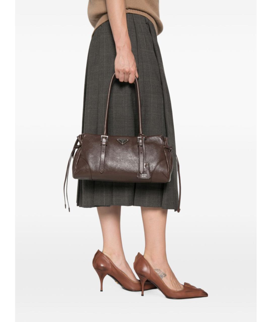 PRADA Коричневая кожаная сумка тоут, фото 5
