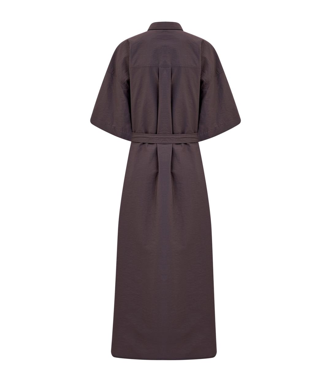 BRUNELLO CUCINELLI Коричневое хлопковое повседневное платье, фото 2