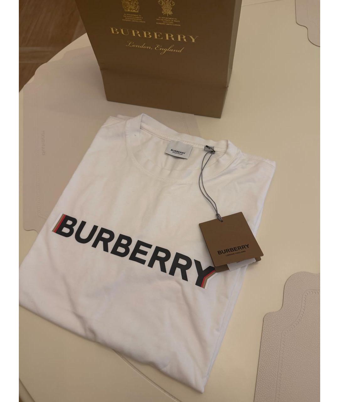BURBERRY Белая хлопковая футболка, фото 7