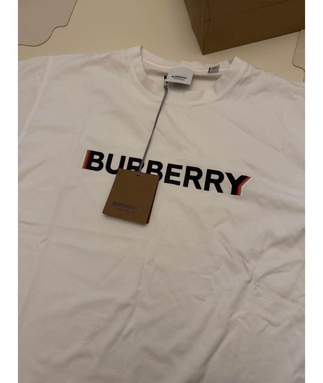 BURBERRY Белая хлопковая футболка, фото 3
