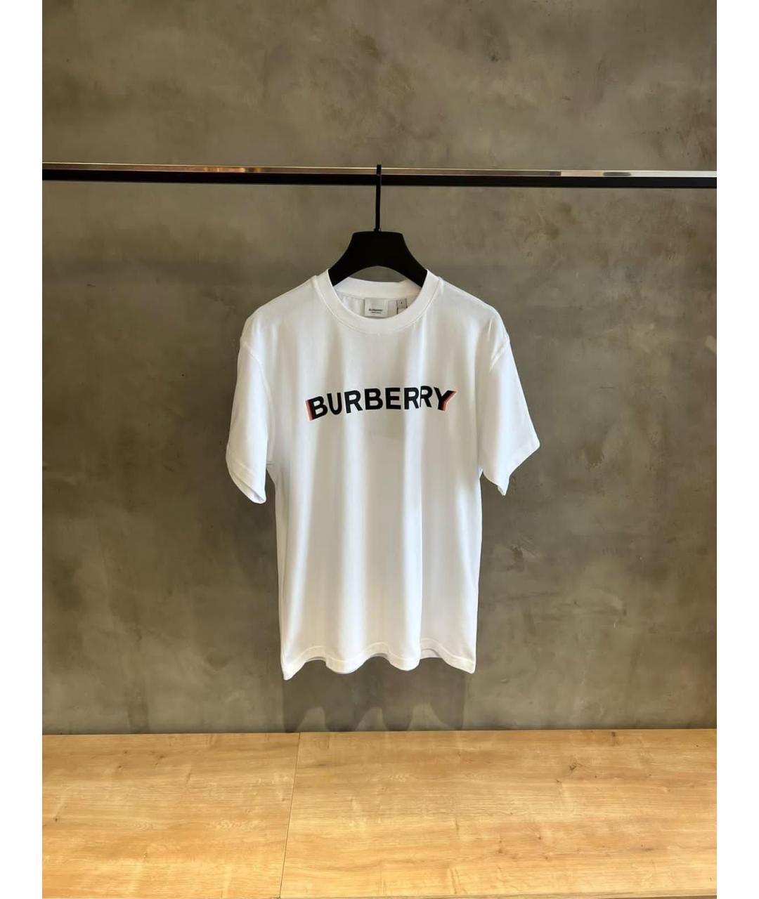 BURBERRY Белая хлопковая футболка, фото 4