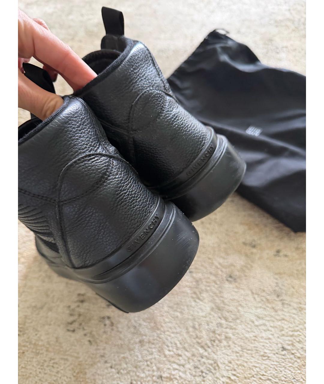 GIVENCHY Черные кожаные высокие кроссовки / кеды, фото 4