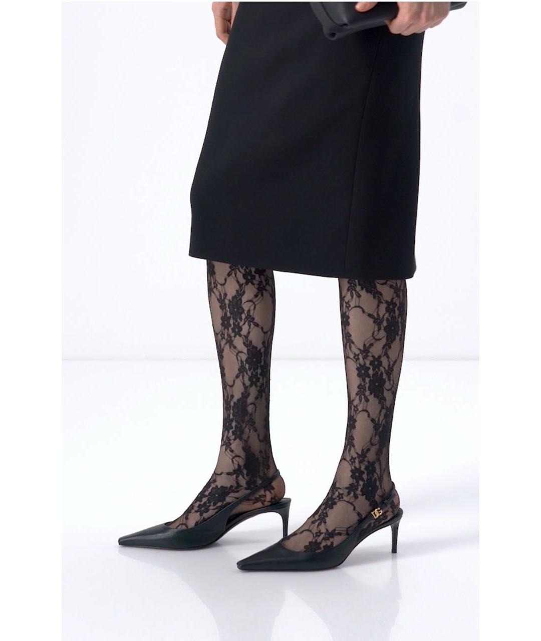 DOLCE&GABBANA Черные кожаные лодочки на низком каблуке, фото 7