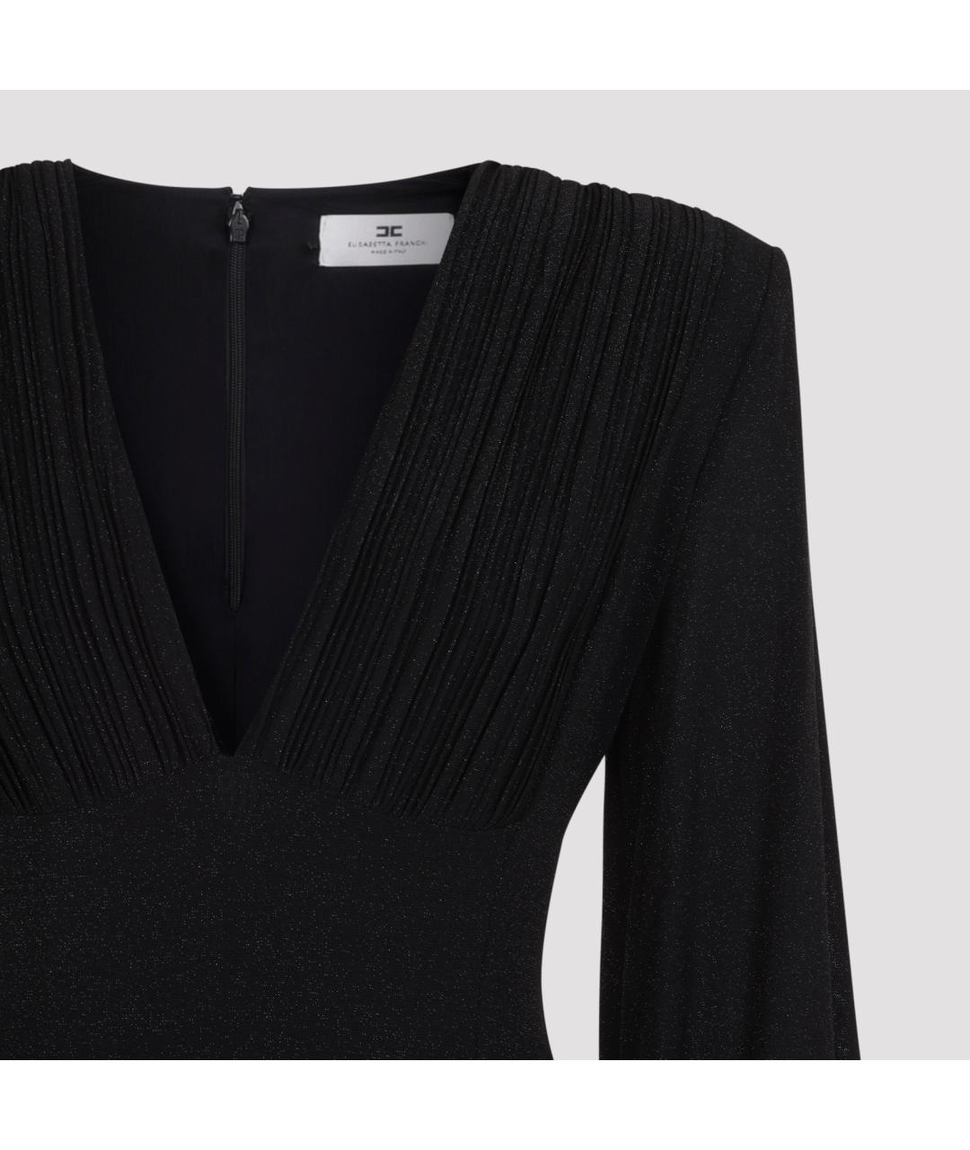 ELISABETTA FRANCHI Черное вискозное вечернее платье, фото 3