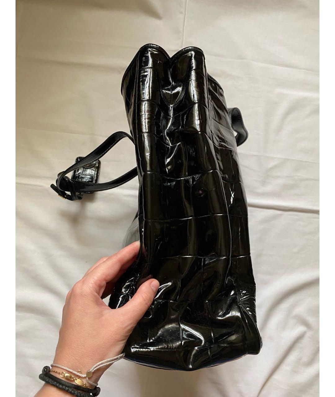 SAINT LAURENT Черная сумка тоут из лакированной кожи, фото 2