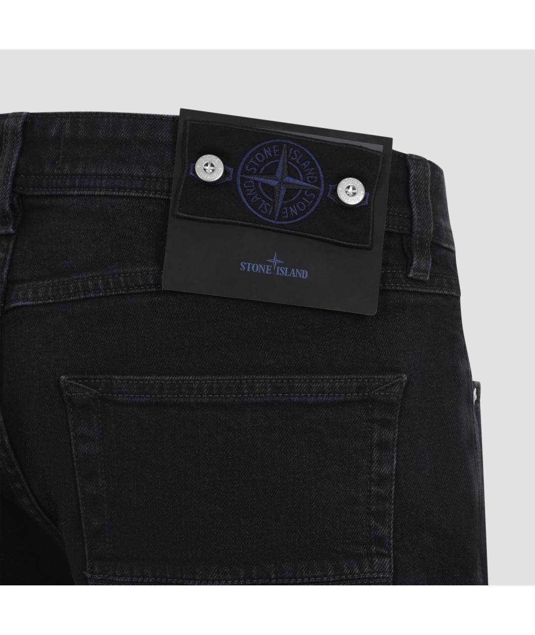 STONE ISLAND Черные хлопковые прямые джинсы, фото 4