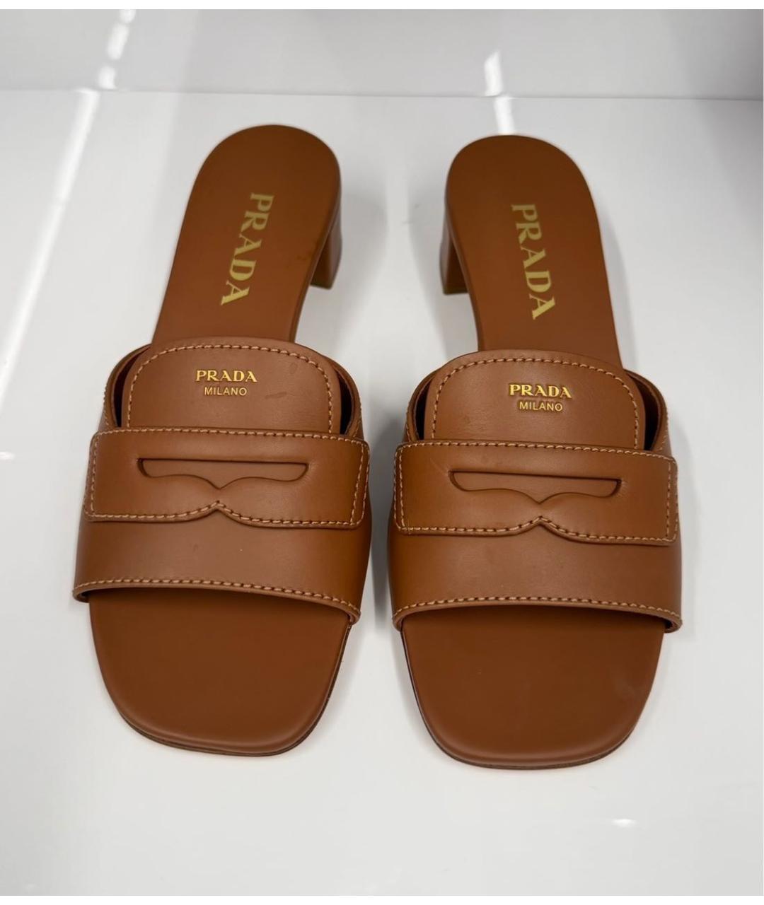 PRADA Оранжевые кожаные босоножки, фото 2