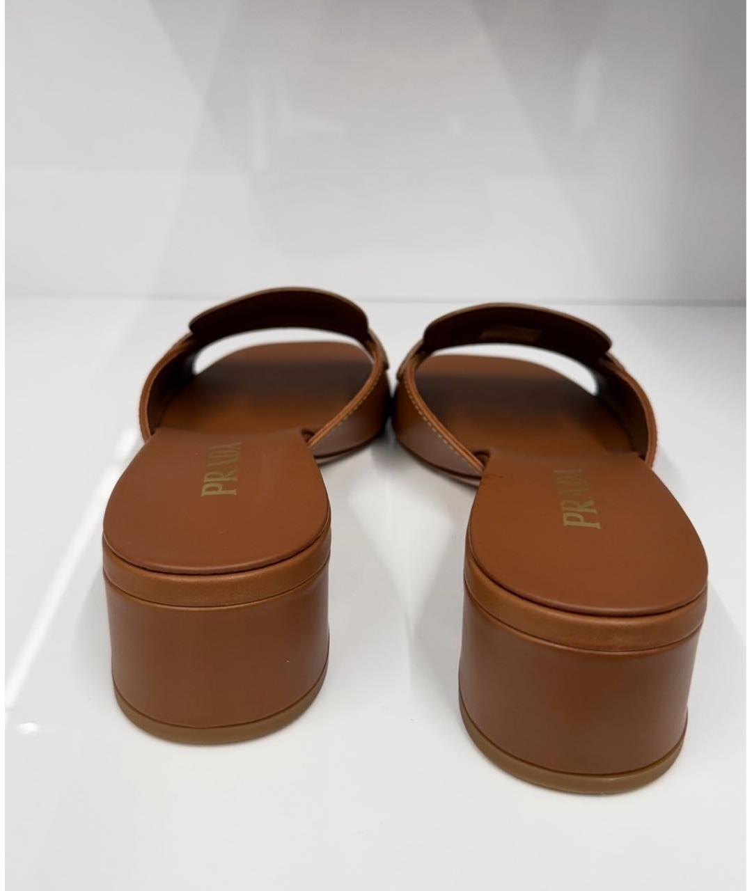 PRADA Оранжевые кожаные босоножки, фото 4