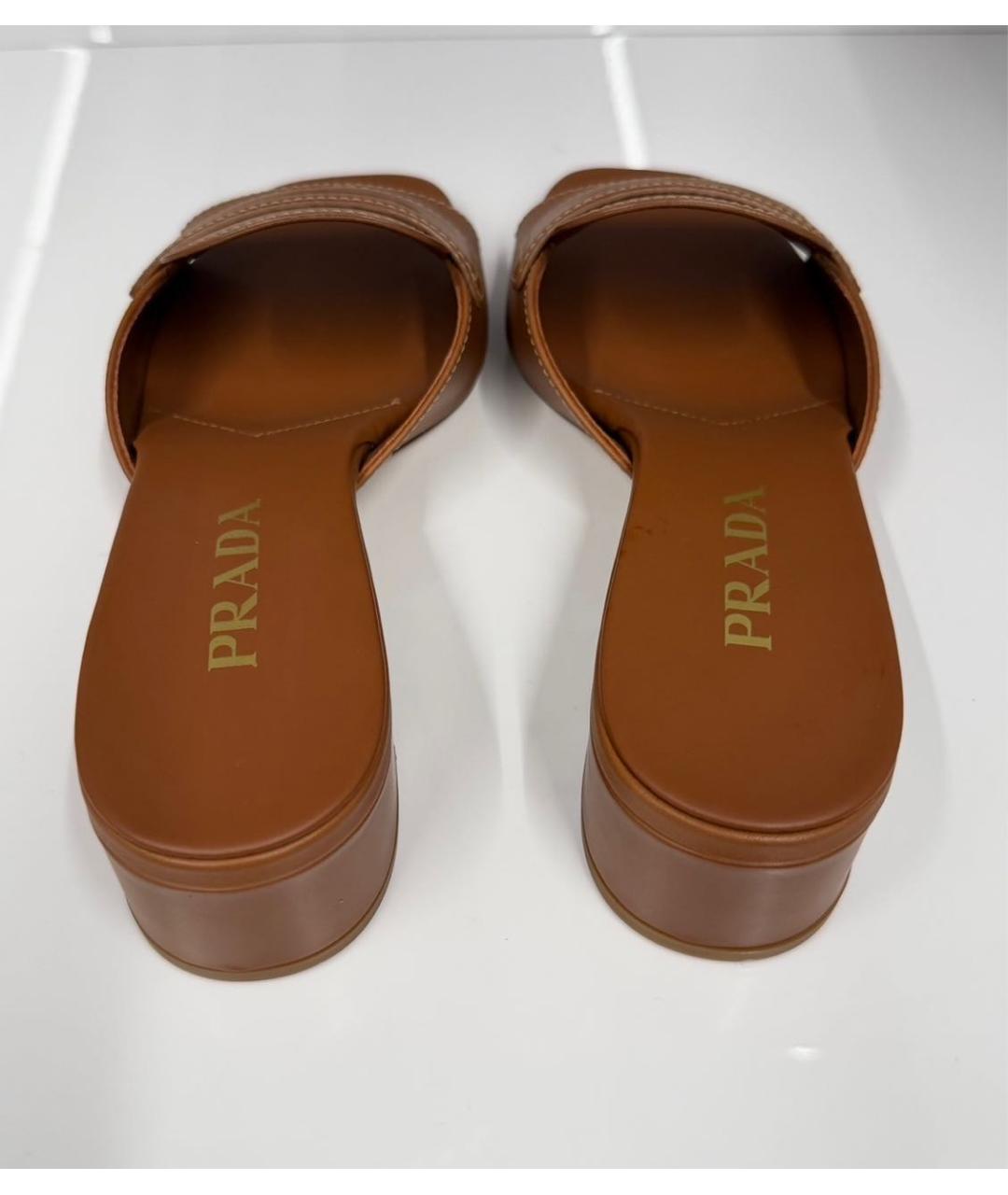 PRADA Оранжевые кожаные босоножки, фото 3