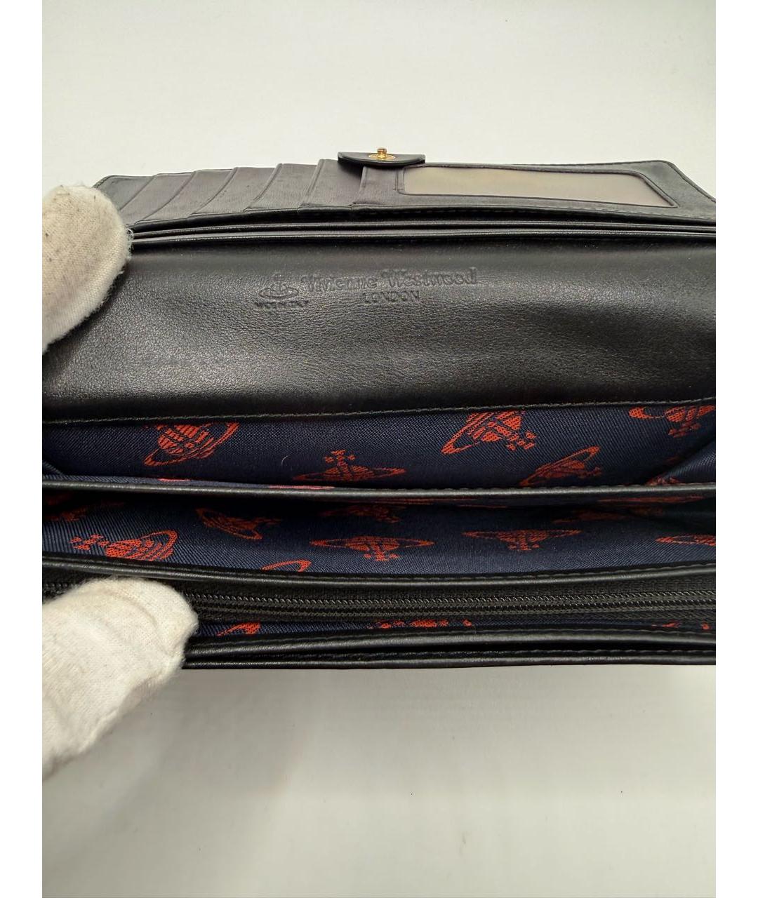 VIVIENNE WESTWOOD Черный кожаный кошелек, фото 8