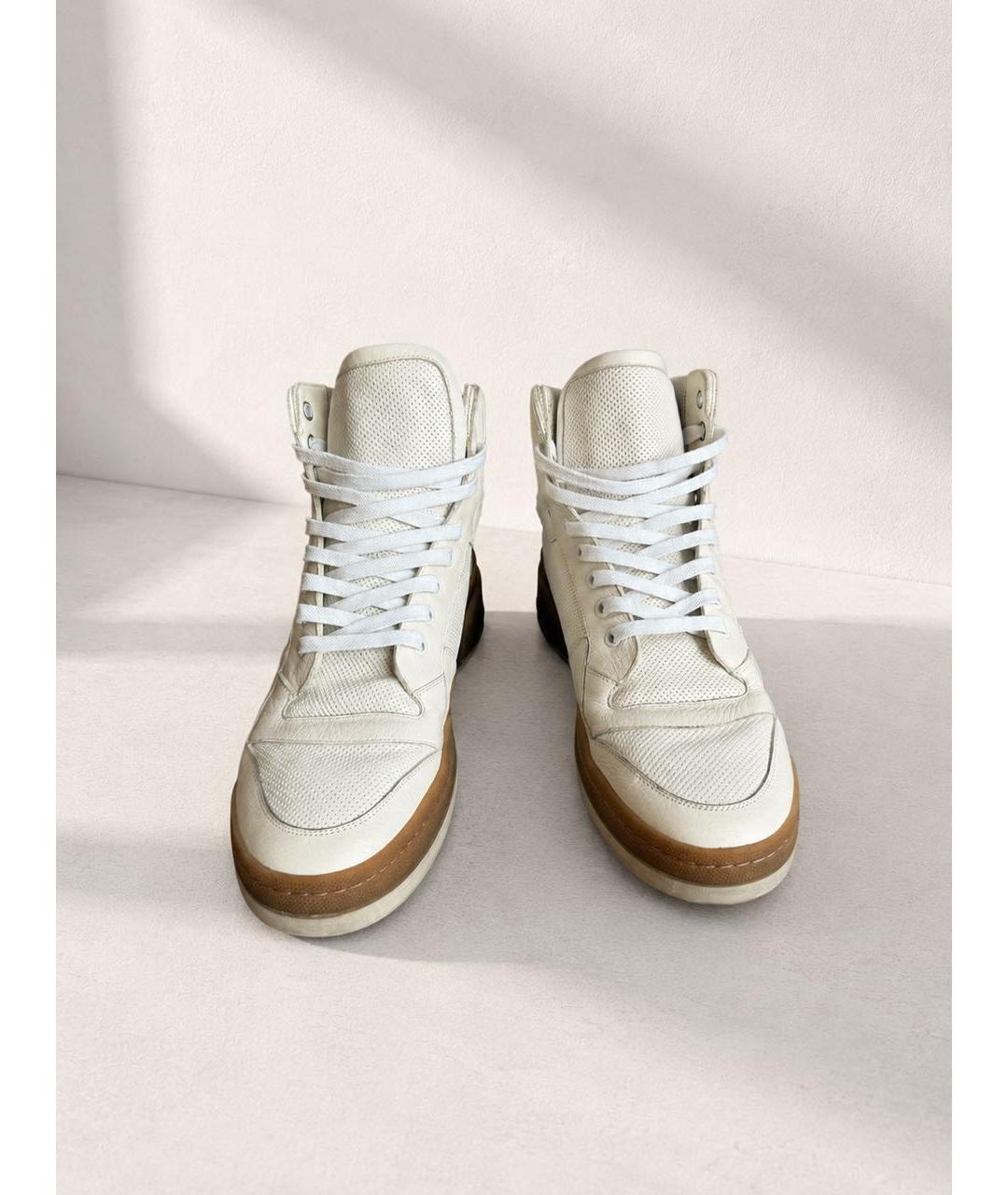SAINT LAURENT Белые кожаные высокие кроссовки / кеды, фото 4