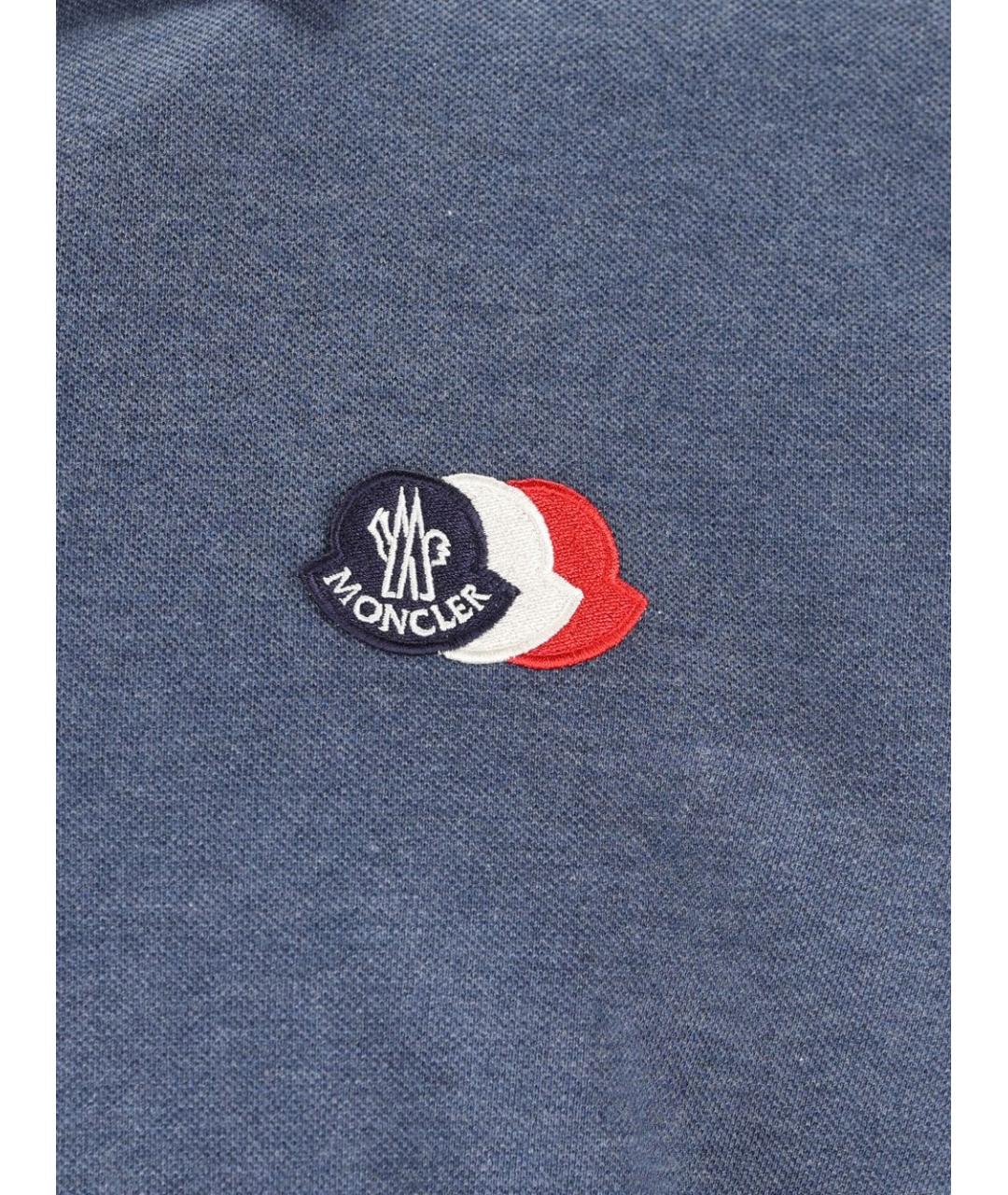 MONCLER Темно-синяя хлопковая футболка, фото 2